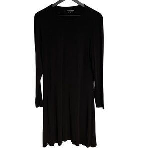 Eileen Fisher Classic chocolate brown jersey long Sleeve Dress